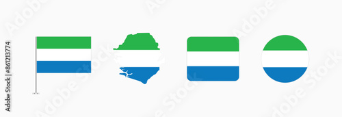 Free Download Vector Sierra Leone flag. Set of Sierra Leone Flags Collection. 
 - GFXLoad