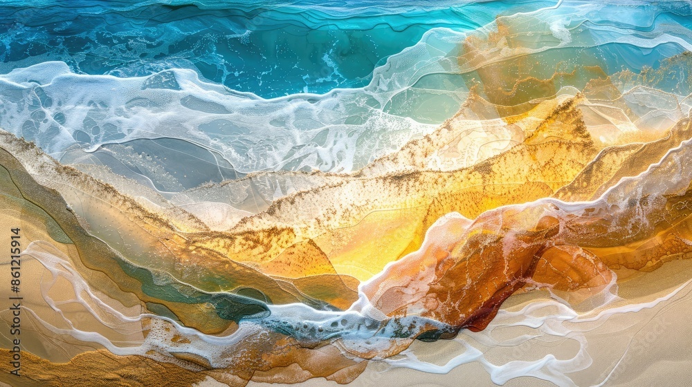Abstract beach scene with fluid sand textures and light Abstract beach scene with fluid sand textures and light