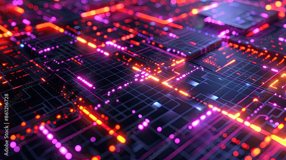 Abstract digital grid with glowing nodes Abstract digital grid with glowing nodes
