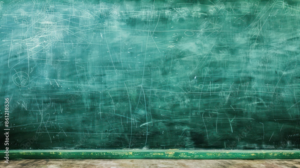Chalk rubbed out on green chalkboard background Chalk rubbed out on green chalkboard background