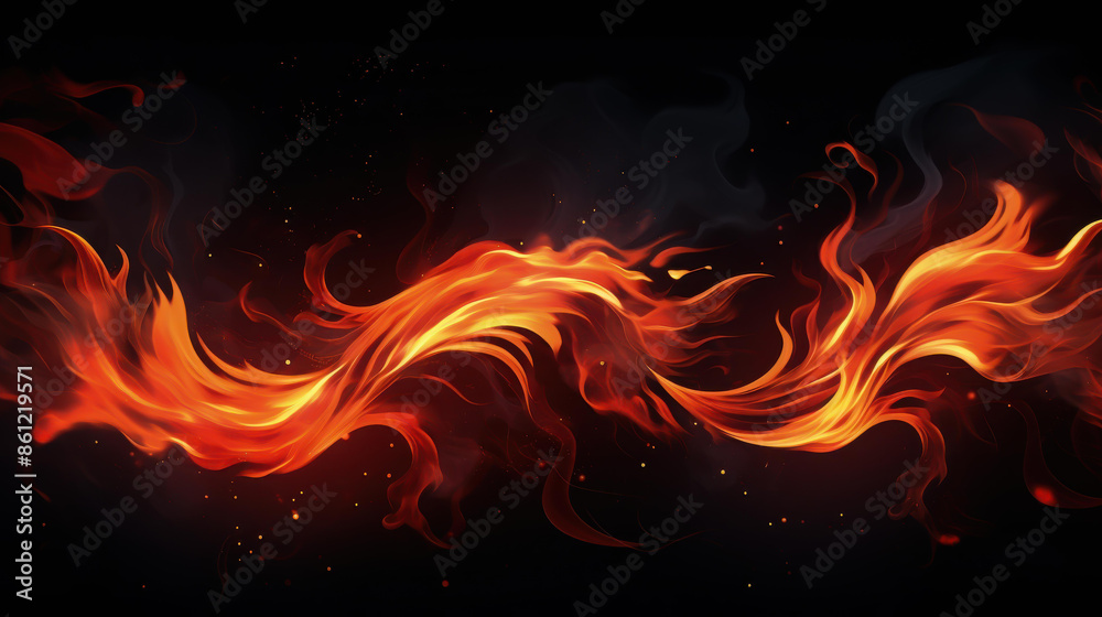Fototapeta premium Dark background with fiery flames.