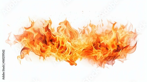 Flames of burning fire on white background.