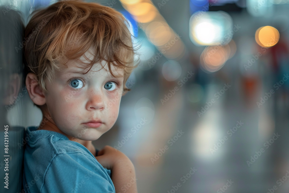 Poor little kid lost in big city forest woods airport street, Generative AI modern technology picture Poor little kid lost in big city forest woods airport street, Generative AI modern technology picture