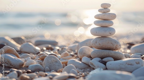 Stacking stones symbolizes harmony between body, mind, and spirit. Balancing these elements promotes mental well-being