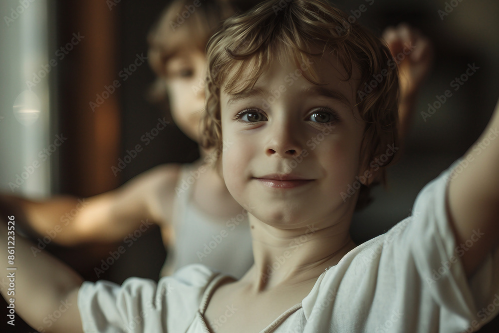 Generative AI picture of beautiful children preparing ballet dance school performance in stage ballroom gown Generative AI picture of beautiful children preparing ballet dance school performance in stage ballroom gown