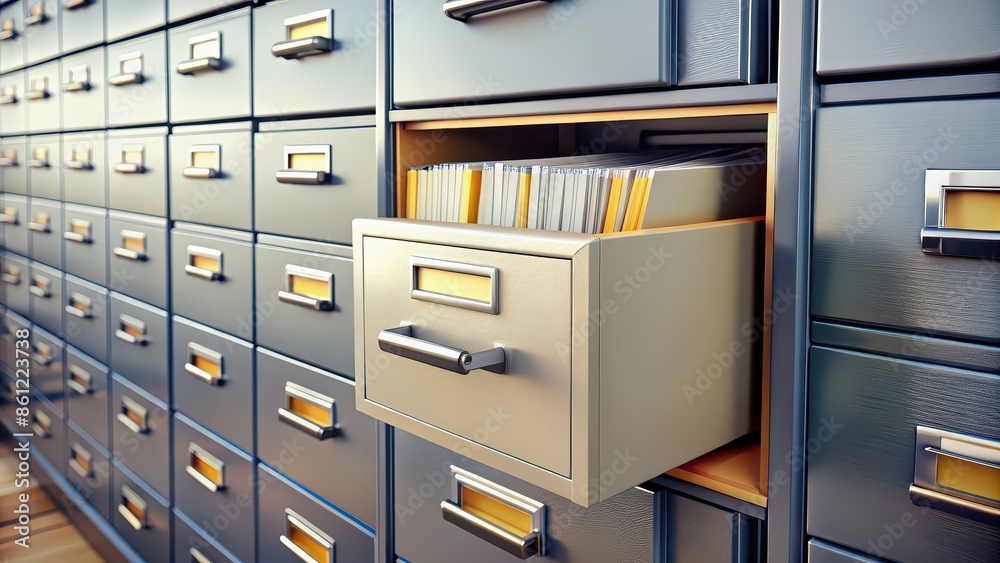 A close-up shot of a labeled department file cabinet, organization, department, storage, filing system, administrative, office supplies, management, paperwork, classified, sorting A close-up shot of a labeled department file cabinet, organization, department, storage, filing system, administrative, office supplies, management, paperwork, classified, sorting