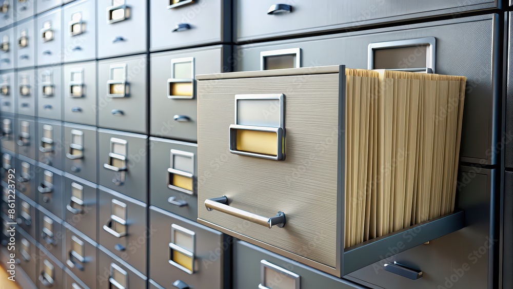 A close-up shot of a labeled department file cabinet, organization, department, storage, filing system, administrative, office supplies, management, paperwork, classified, sorting A close-up shot of a labeled department file cabinet, organization, department, storage, filing system, administrative, office supplies, management, paperwork, classified, sorting