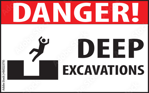 Deep excavations danger sign vector.eps