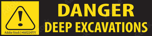 Deep excavations warning sign vector.eps