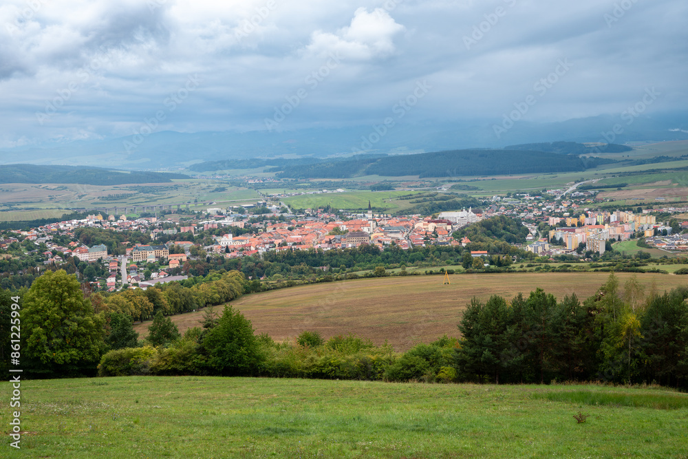 Obraz premium The most beautiful view of Levoča is from Mariánská hora. Levoča from Mariánská hora in its full beauty, like in the palm of your hand.
