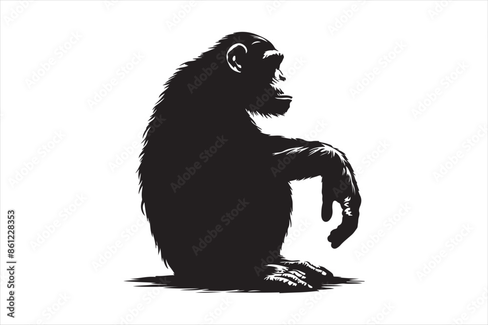 Fototapeta premium Chimpanzee Vector silhouette image