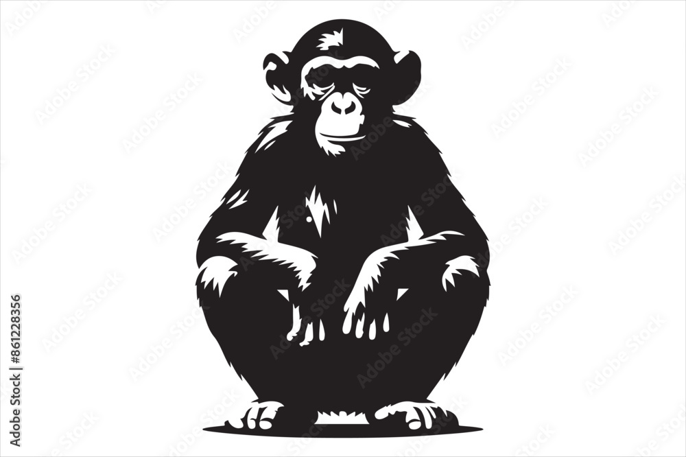 Chimpanzee Vector silhouette image Chimpanzee Vector silhouette image