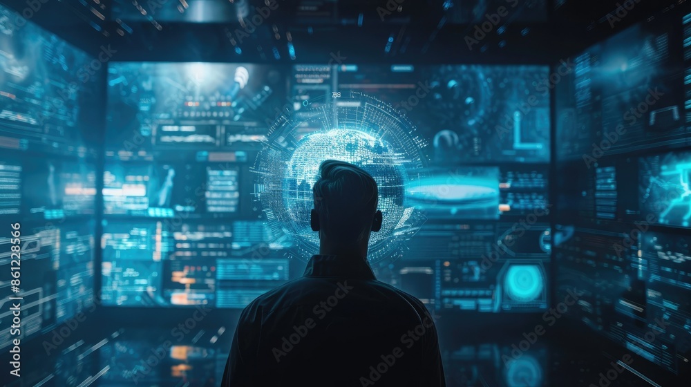 Science and technology touch screen internet business men Ai generated Science and technology touch screen internet business men Ai generated
