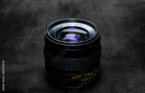 Vintage Camera Lens on a Dark Abstract Background