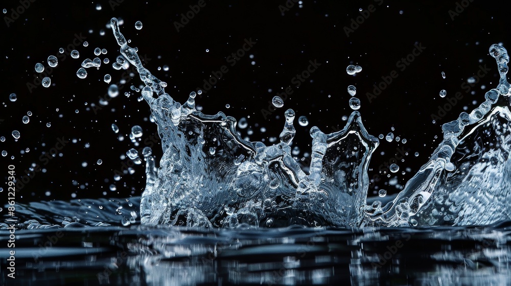 Water Splash on Black Background