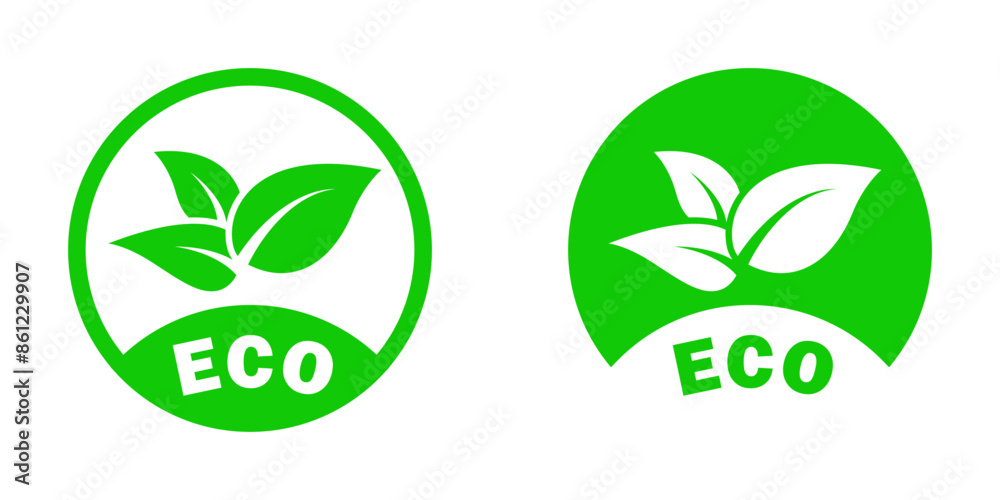 Vector illustration of eco leaf icons in green, suitable for environmental and organic designs. Vector illustration of eco leaf icons in green, suitable for environmental and organic designs.