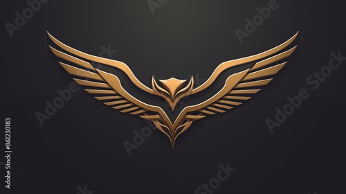 Golden Eagle Emblem with Outstretched Wings in Abstract Design