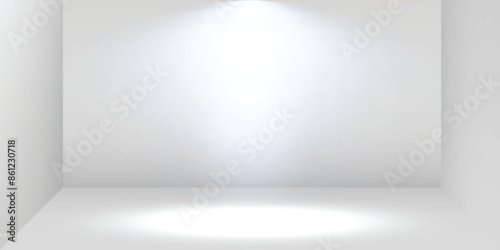 Spot led lamp light on a shelf. Vector realistic illustration of product presentation showroom, museum exhibition, shop window, empty platform for advertising, modern fashion gallery wall template