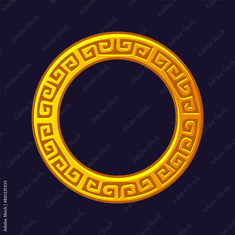 Circle Asian frames. Japanese, Korean, and Chinese border. Golden Oriental decorative frame set with geometric line ornament, Circle Asian frames. Japanese, Korean, and Chinese border. Golden Oriental decorative frame set with geometric line ornament,