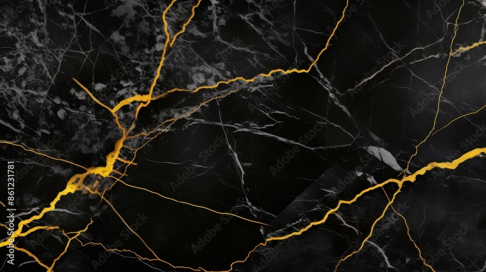Aesthetic slide with black marble background and yellow veins for ceramic presentation. Aesthetic slide with black marble background and yellow veins for ceramic presentation.