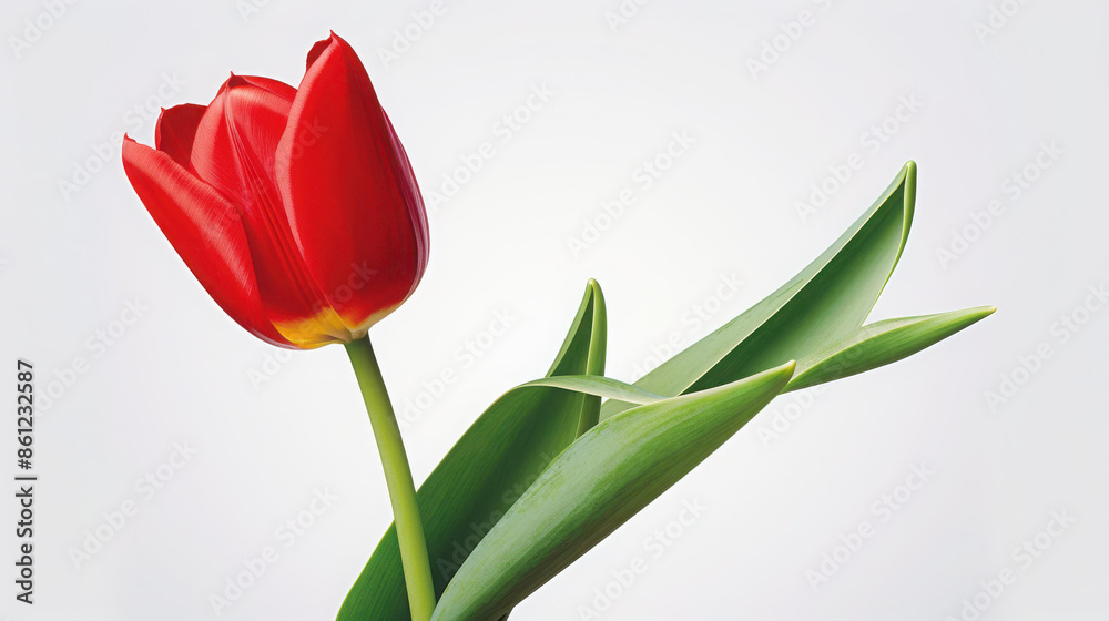 Fototapeta premium Close up of a fresh red tulip with delicate petals