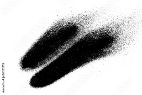 Black grainy texture isolated on white background. Dust overlay. Dark noise granules. Digitally generated image. Vector design elements. Illustration, Eps 10.