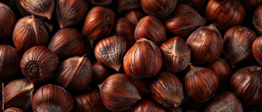 Close-up of shiny brown chestnuts, a seasonal fall nut Close-up of shiny brown chestnuts, a seasonal fall nut