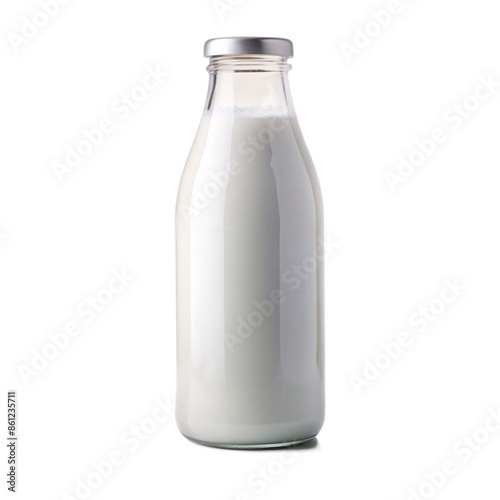 bottle of milk isolated on transparent background cutout. PNG