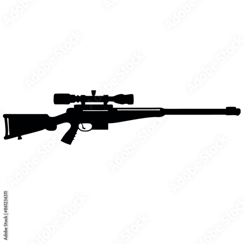 Black-only military weapon, silhouette Sniper rifle gun
