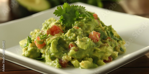 guacamole with avocado and tomatoes photo