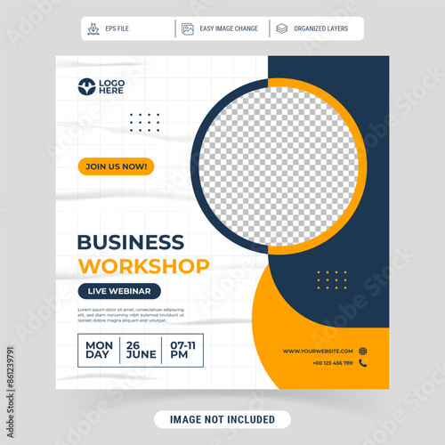 Business Workshop Social Media Post Template Webinar Online