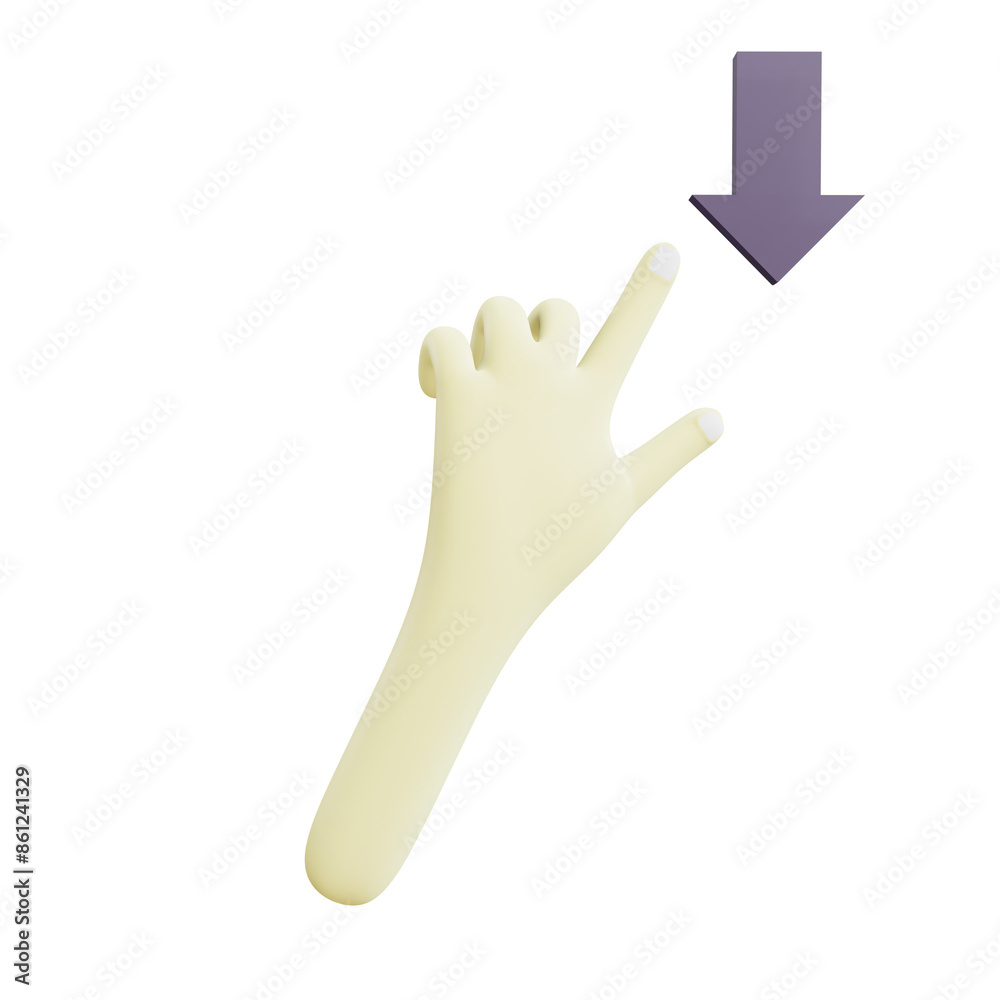 Fototapeta premium swipe down hand 3d Icon