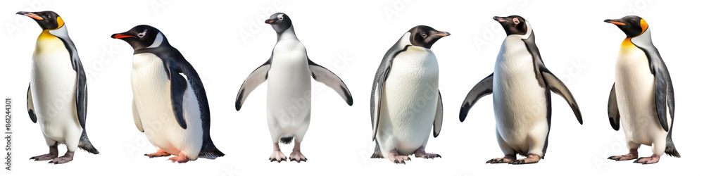 Fototapeta premium Penguin animal png cut out element set