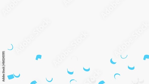 Dynamic confetti motion graphics in white and light blue colors. This vibrant and festive animation adds a celebratory touch to videos, ideal for events, holidays, and festive occasions.