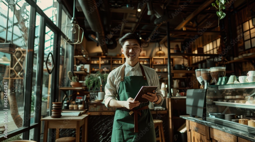 The barista with tablet The barista with tablet