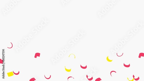 Dynamic confetti motion graphics in red and yellow colors. This vibrant and festive animation adds a celebratory touch to videos, ideal for events, holidays, and festive occasions.