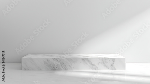 A white marble tabletop isolated on a white background for item showcase, A solitary white marble table-top, positioned on a blank background, is exemplified for product visibility
