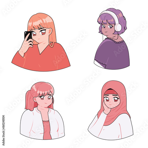 Character element cute people graphic colorful avata set photo