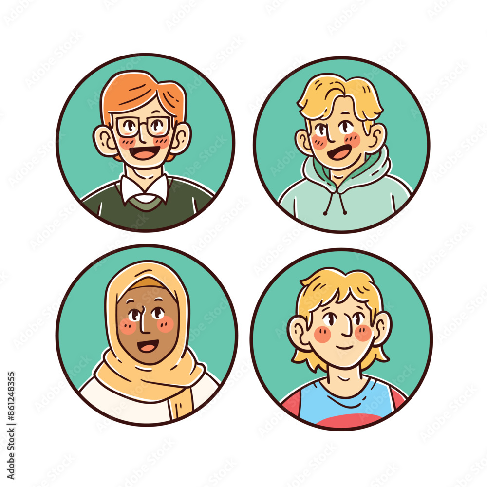 Character element cute people graphic colorful avata set Character element cute people graphic colorful avata set