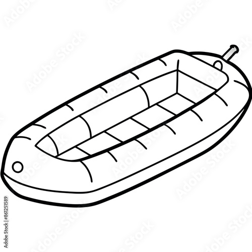 Kids' Coloring Page of an Inflatable Boat