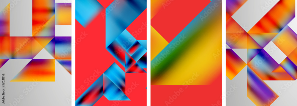 Set of colorful geometric posters - round shapes and circles with fluid color gradients. Abstract backgrounds for wallpaper, business card, cover, poster, banner, brochure, header, website Set of colorful geometric posters - round shapes and circles with fluid color gradients. Abstract backgrounds for wallpaper, business card, cover, poster, banner, brochure, header, website