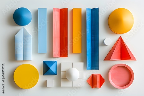 Assorted shapes on white surface photo