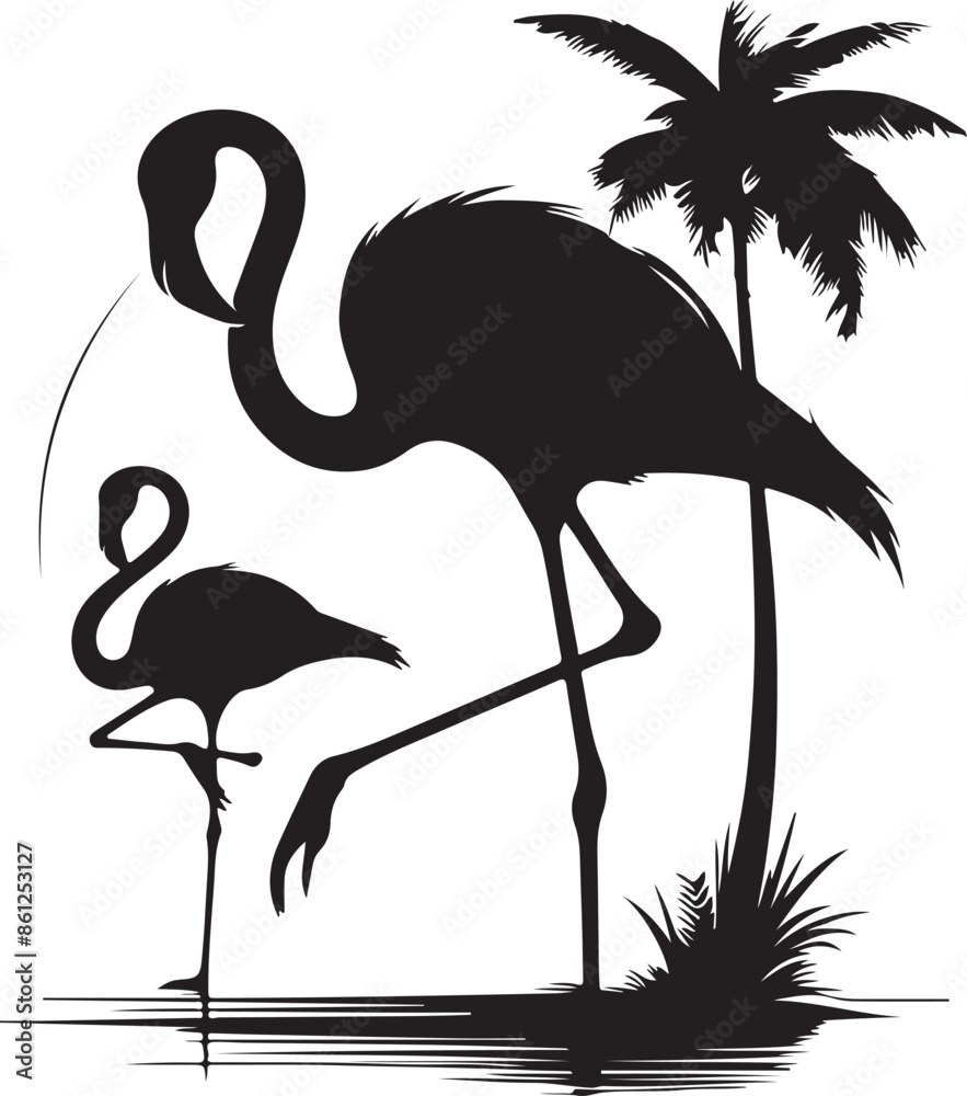 Fototapeta premium Flamingo design silhouette vector art work EPS file, Generator AI