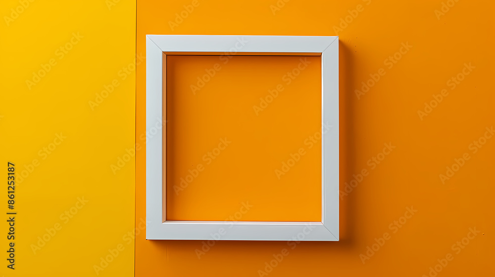 Yellow background with only a white box in the center of the composition Yellow background with only a white box in the center of the composition