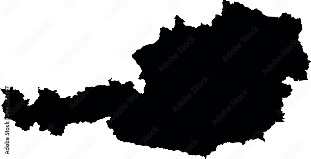 Vector silhouette map of austria