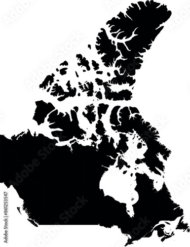 Vector silhouette map of canada