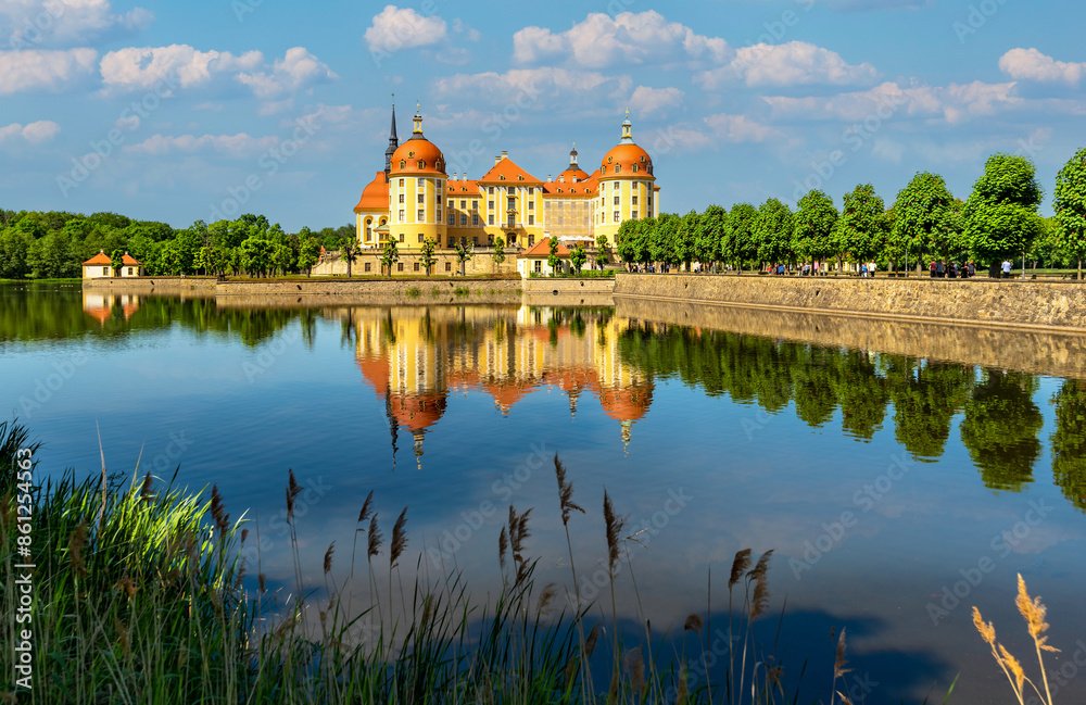 Moritzburg on a summer day. Castle from Saxony, Germany