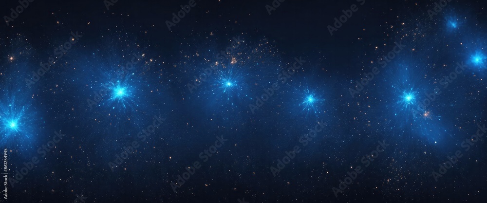 Fototapeta premium Fire embers particles over Blue background. Fire sparks background. Abstract dark glitter fire particles lights
