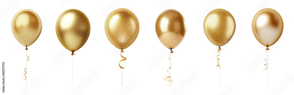 Gold balloon png element set on transparent background Gold balloon png element set on transparent background
