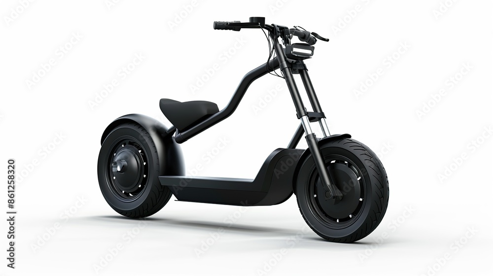 Fototapeta premium Black modern electric scooter isolated on white background